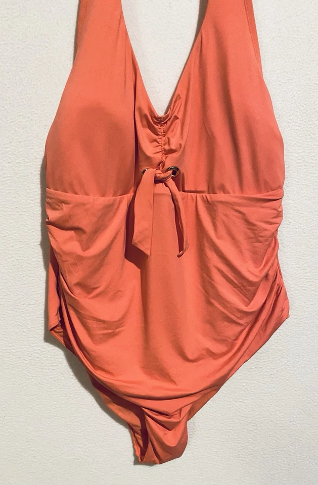 Traje de baño Beach by Melissa Odabash de una pieza para mujer 2X coral naranja halter playero Foto 3 de 4