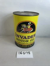 Invader  Motor Oil Can Unopened 1QT  Chas F Kellom & Co Dual HD 30 16G78