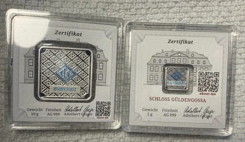 Geiger Edelmetalle Premium 10g .999 Fine Silver & 1g Both Original Package COA