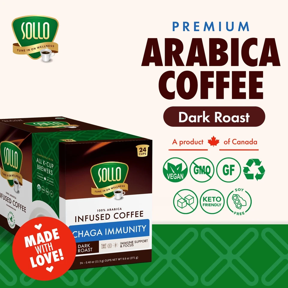 K-Cups de café con setas infundidas | Café tostado oscuro con extracto 100 % de Chaga |... Foto 3 de 4