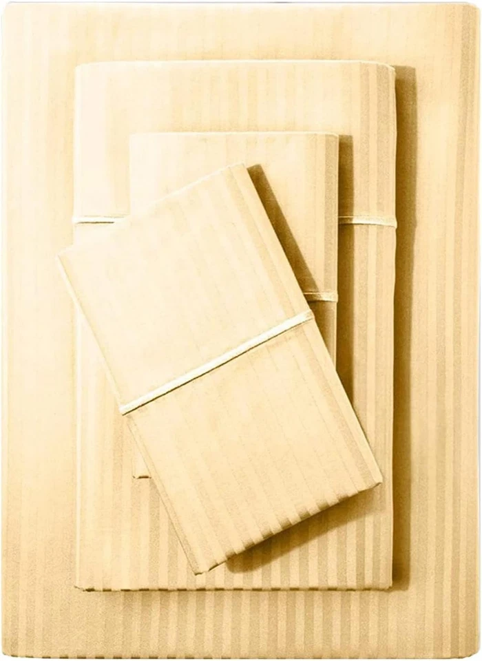 Juego de sábanas damasco de lujo 500 TC algodón tamaño king - sémola Foto 3 de 4