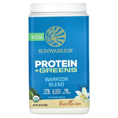 2 X Sunwarrior, Warrior Blend Protein + Greens, Vanilla , 1.65 lb (7-Worldwide