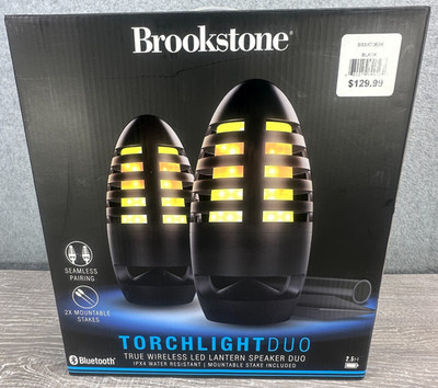 Brookstone Torchlight Duo Bluetooth Speakers with Stakes - New Open Box