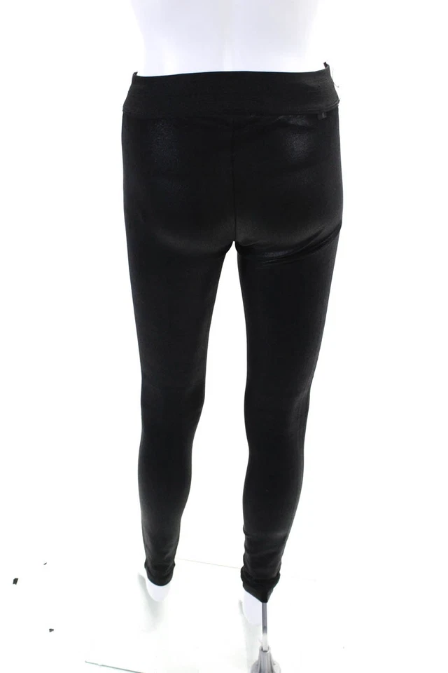 Leggings leggings de tiro bajo con cintura elástica recubiertos negros talla 26 Goldsign para mujer Foto 3 de 4