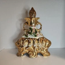 Vtg 1972 Jim Beam Weeping Gold Floral Ceramic Decanter-Hollywood Regency