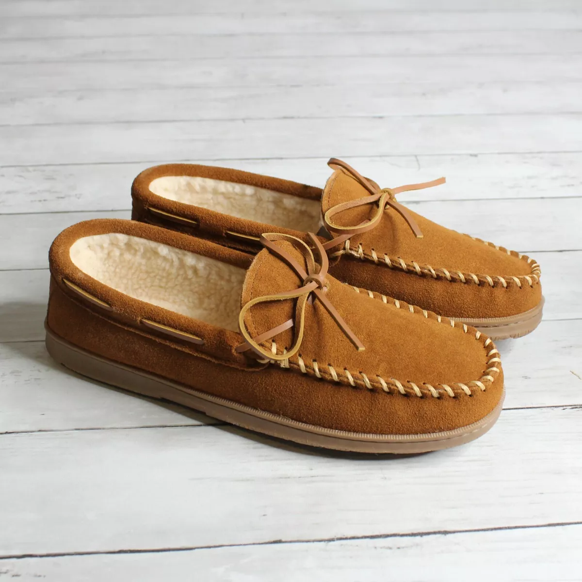 Sperry Men s Genuine Suede Leather SIze 10 Moccasin Slippers Shoes Shearling