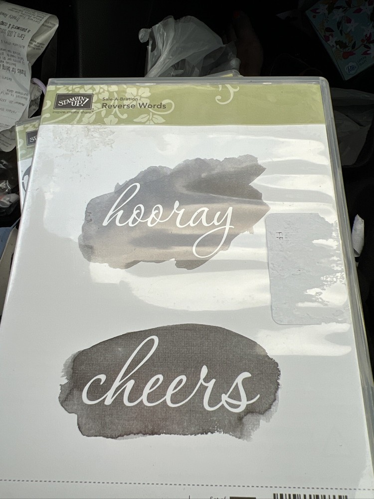 Stampin' Up! Reverse Words Hooray Cheers Set of 2 Red Rubber Cling Stamps
