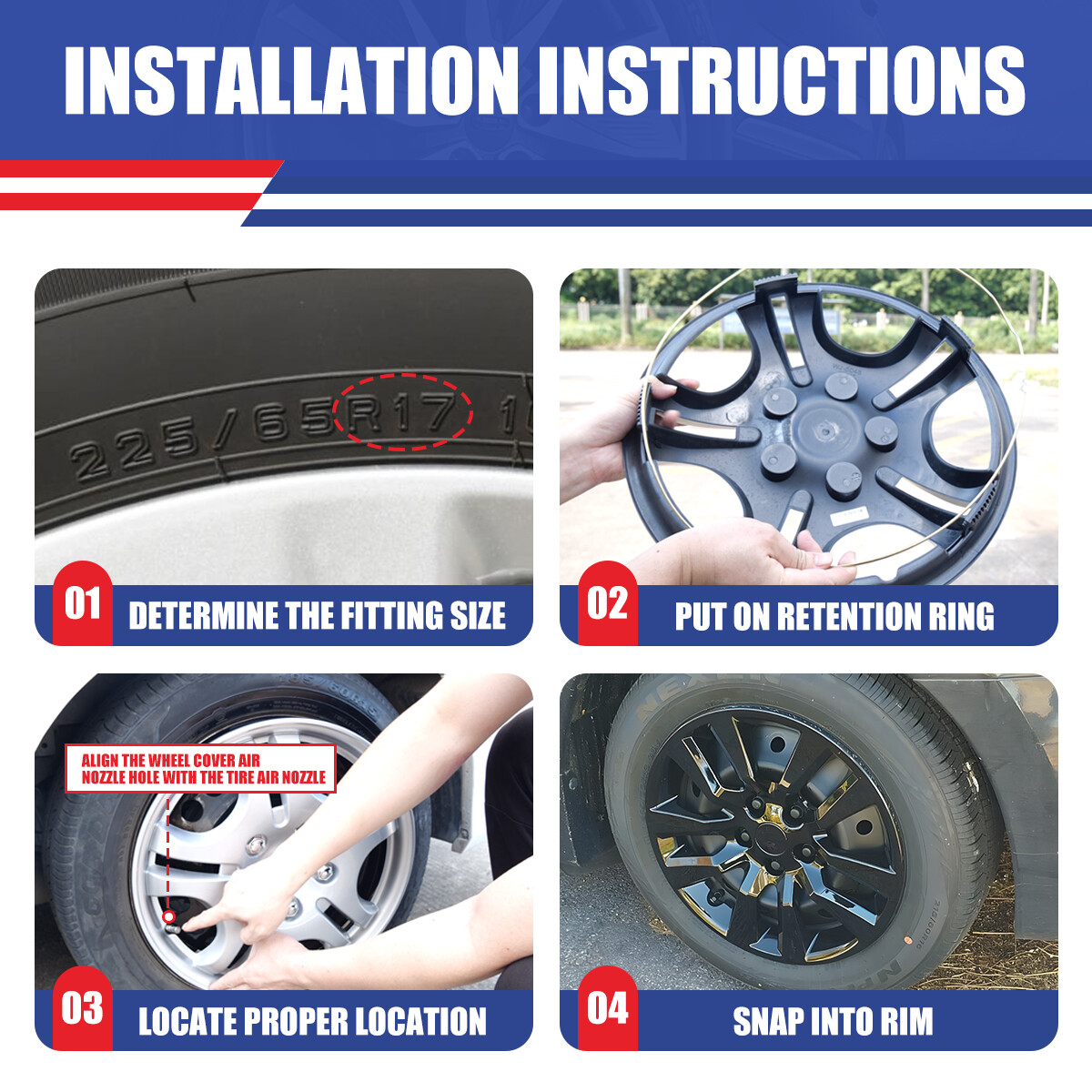 16" Black Lacquer Wheel Cover For 2013-2018 Nissan Altima 4 Pack Hubcaps Snap On