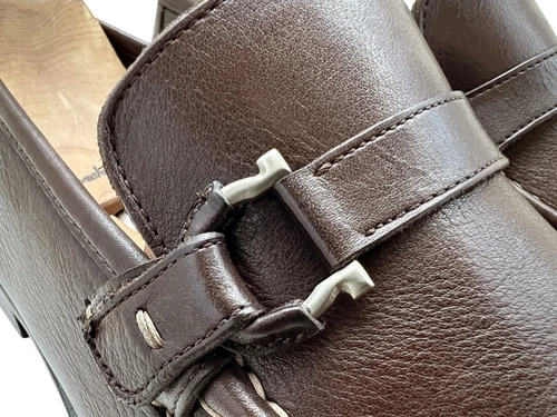 $1090 Salvatore Ferragamo Mens Silver Gancini Bit Leather Shoes Loafers 8.5 E