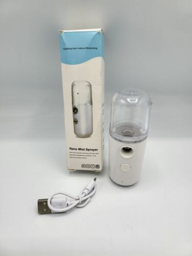 White Hydrating Deep Moisturzing Portable Nano Facial Mist Sprayer w/Vibration - Picture 1 of 4