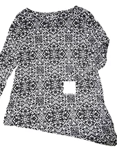CROFT & BARROWS Petite Womens Medium PM Tunic Top black silver Tory shirt