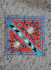 VTG Western Hankercheif Horse Southwestern Feathers Native American Bandana USA
