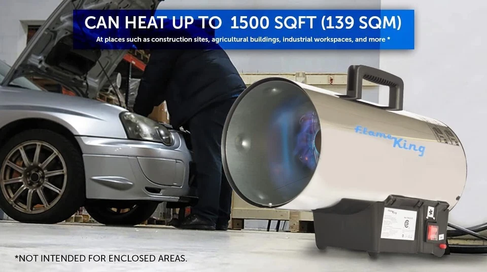 Soplador calentador de propano de aire forzado portátil Flame King salida de 60.000 BTU Foto 2 de 4