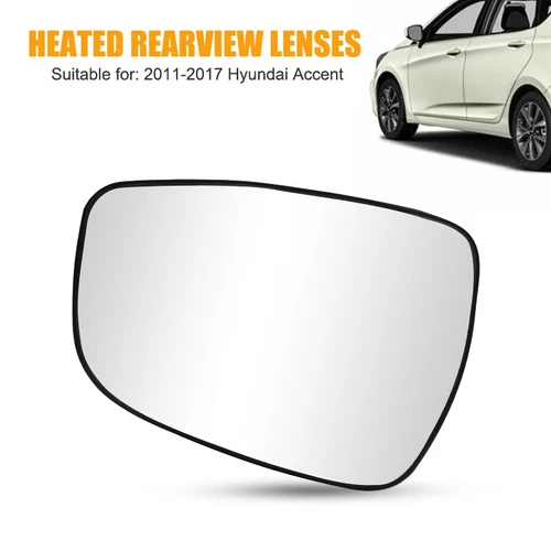 Rearview Left Heated Mirror Glass W/ Backing Plate For Hyundai Accent 2011-2018