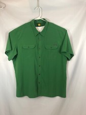 Eddie Bauer Mens Size 2XL Green Short Sleeve Stretch Casual Button-Front Shirt