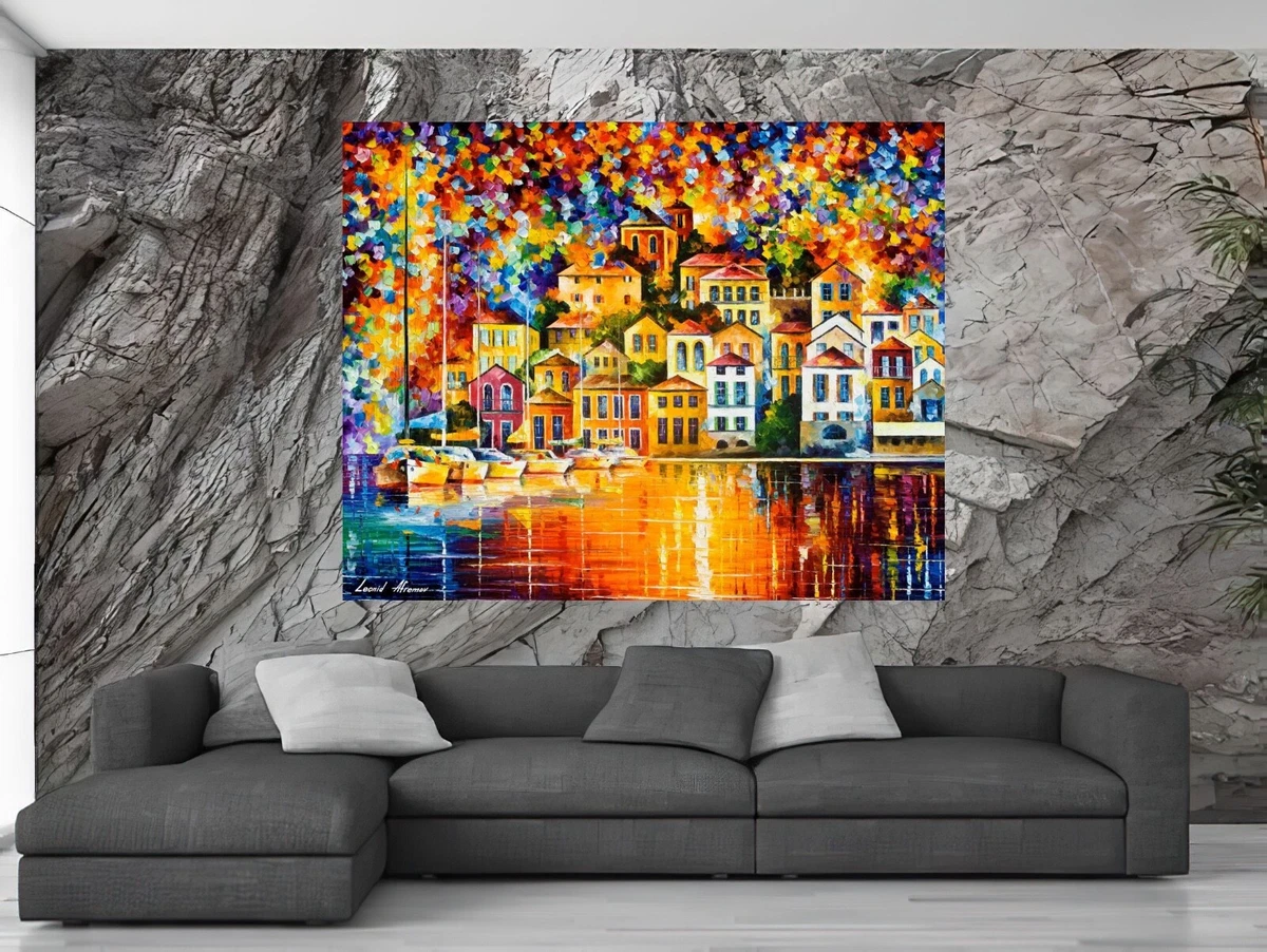 Leonid Afremov DREAM HARBOUR Painting Canvas Wall Art Picture