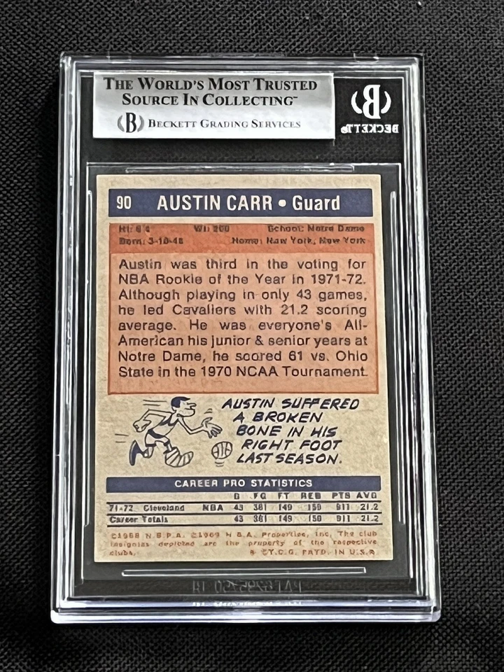 AUSTIN CARR 1972-73 TOPPS ROOKIE SIGNED AUTOGRAPHED CARD BECKETT BAS AUTHENTIC - Image 2 of 2