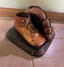 vintage bronze baby Bookends shoes