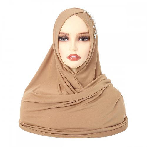 Women Long Hijab Crystal Rhinestone Scarf Hat Ladies Head Hairband Shawl Cap - Picture 4 of 16