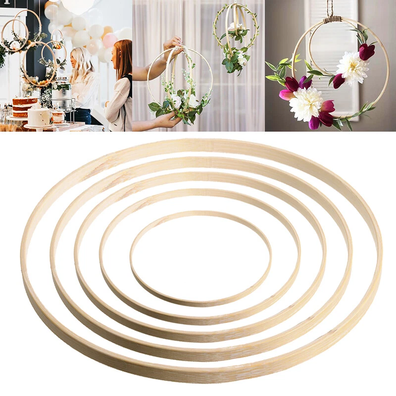 Bamboo Frame Hoop Embroidery Circle DIY Wreath Wood Cross Stitch Catcher Acces - Image 2 of 4