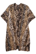 Anthropologie Style Women's Mixed Animal Print Cozy Warm Soft Cover Up Kimono