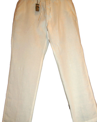 RAFFI Linea Uomo White 100% Pure Linen Pants  Italy Design Size US M EU 50