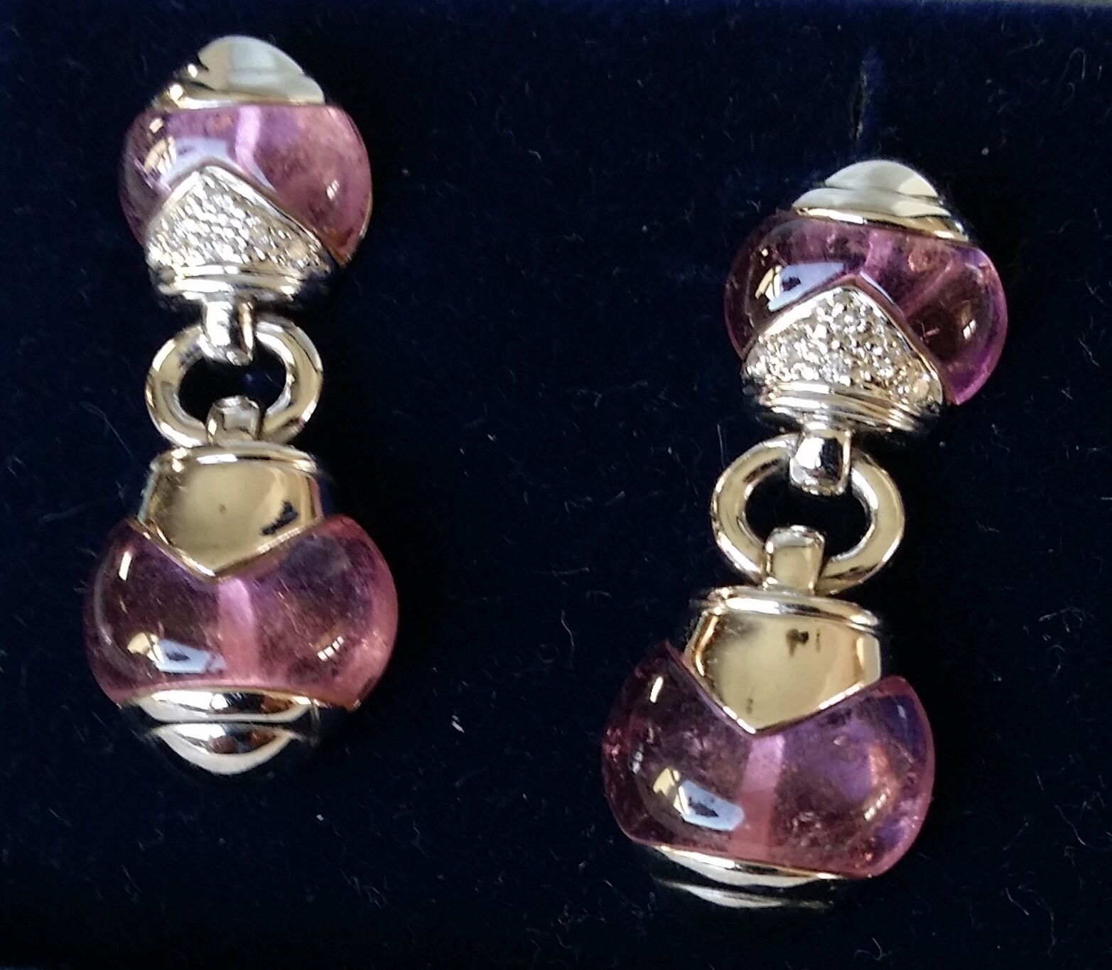 ,Pink Tourmaline,precious metal white gold, ,Earr… - image 1
