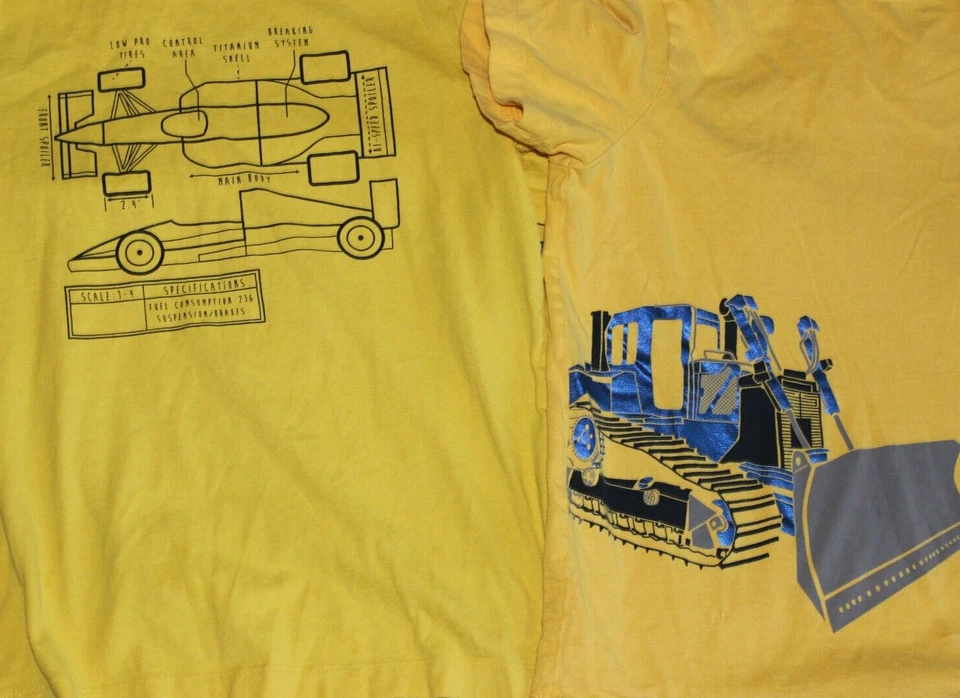 Hanna Andersson Niños 140 10 Camiseta Amarilla Verano Lote Vehículos Foto 2 de 4