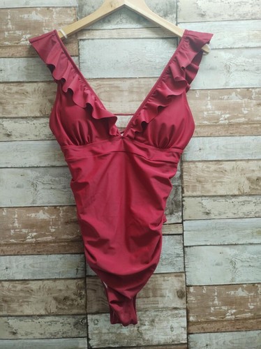 BMWT Ladies CUPSHE Pink One Piece Padded Frilly Swimsuit UK XXL CG S45 