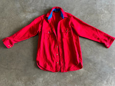 vintage USA MADE Lands’ End Fleece Shirt adult Jacket Button pockets Red
