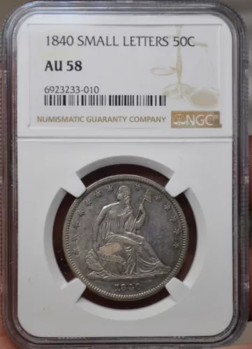 1840 P Seated Half Dollar United States NGC AU58 Small Letters Variety New Slab