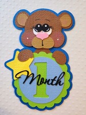 Baby Boy Bear 1 Month Tag. Scrapbook, Card making Paper Piecing