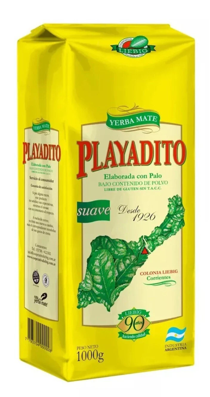 Yerba Mate - Playadito with Stems - 1Kg - 2.2 Pounds -