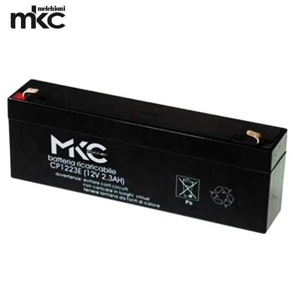 MELCHIONI BATTERIA MKC 12V 2.3A TAMPONE PER SIRENE DA ESTERNO AL PIOMBO FASTON 4.8MM -T