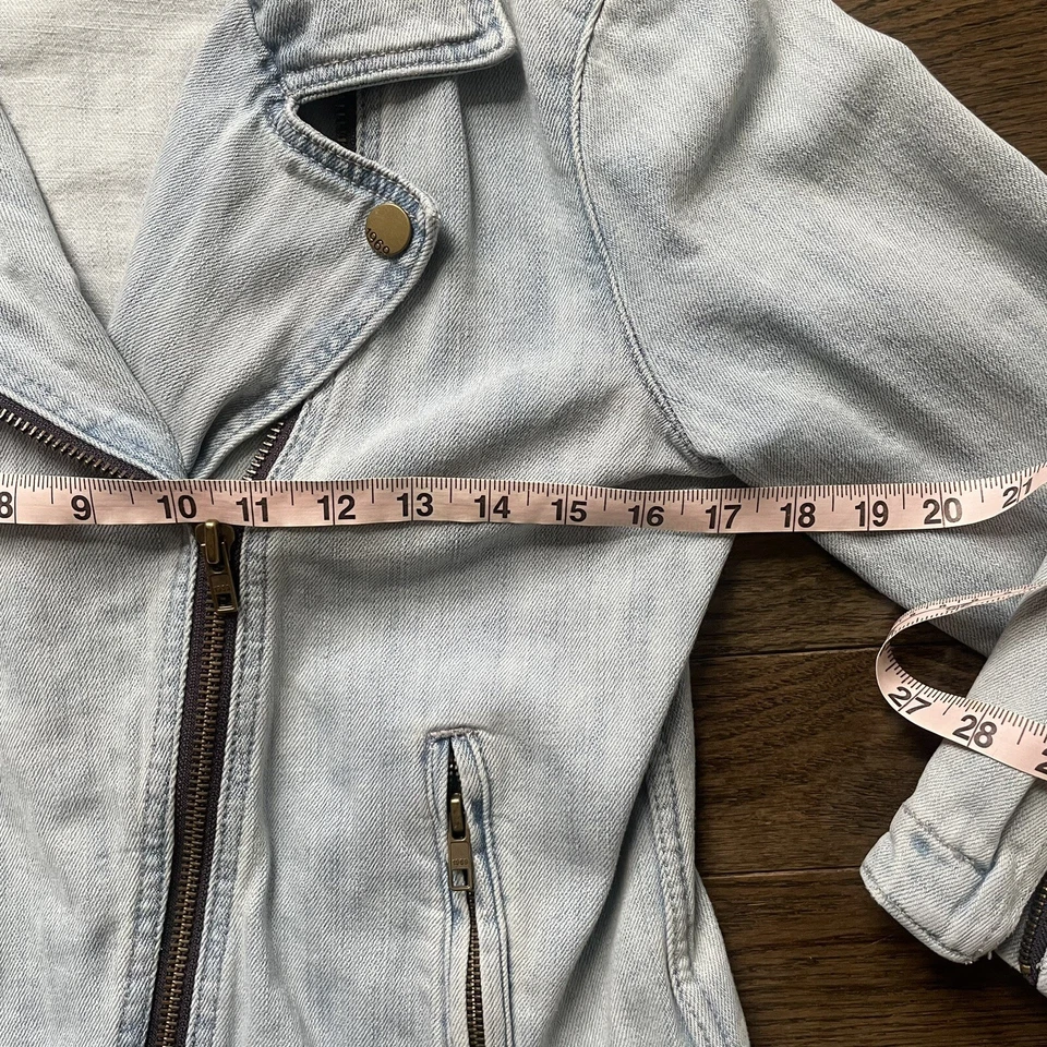 Gap Kids Jacket Girls Sz Small Light Wash Denim Jean Zip Up Long Sleeve - Image 4 of 4