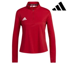 adidas Women's Long Sleeve 1/4 Zip Running Performance Top Red Medium New w/tags