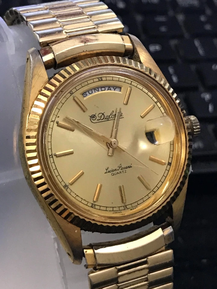 Reloj para hombre Dufonte Lucien Piccard 36 mm esfera dorada President cuarzo funcionando (lote 2492) Foto 2 de 4