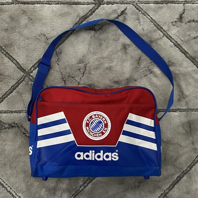 VTG 80s Adidas Bayern Munich Duffle Gym Shoulder Bag 90s Football Peter  Black UK