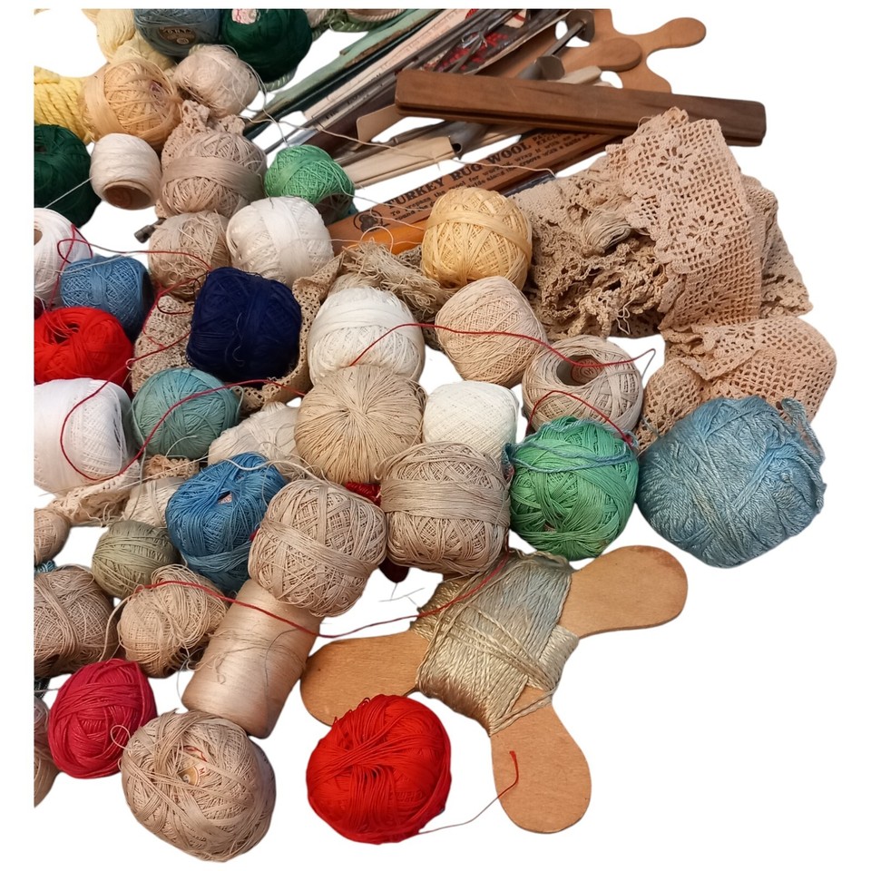 Assorted Craft Supplies Yarn Crochet Hooks Lace And Tools Job Lot