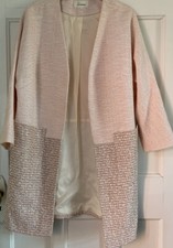 Linea Over Jacket Uk Size 12 Women 3/4 Length Sleeve Mix Open Front Beige/pink