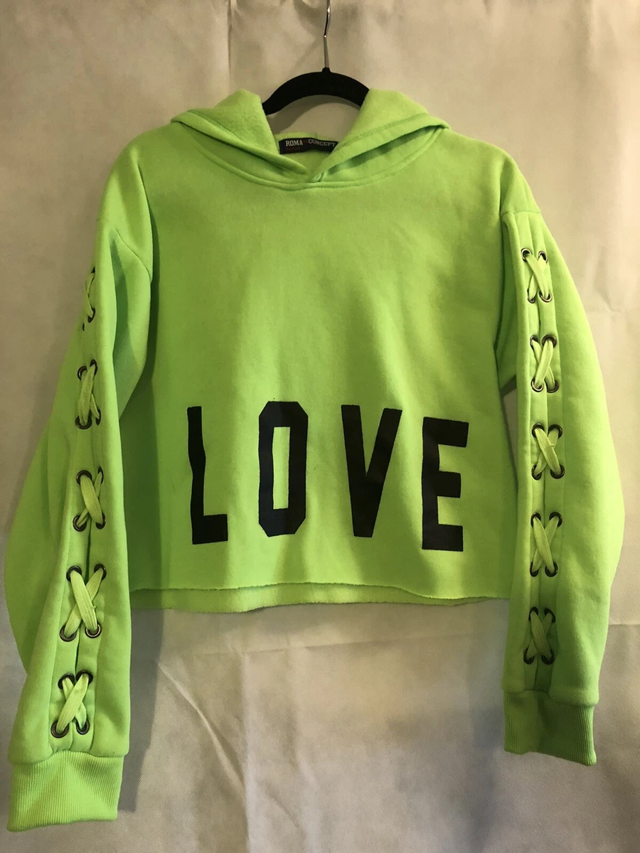 Roma Concept by Rosee girls long sleeve pullover green hoodie cropped size L