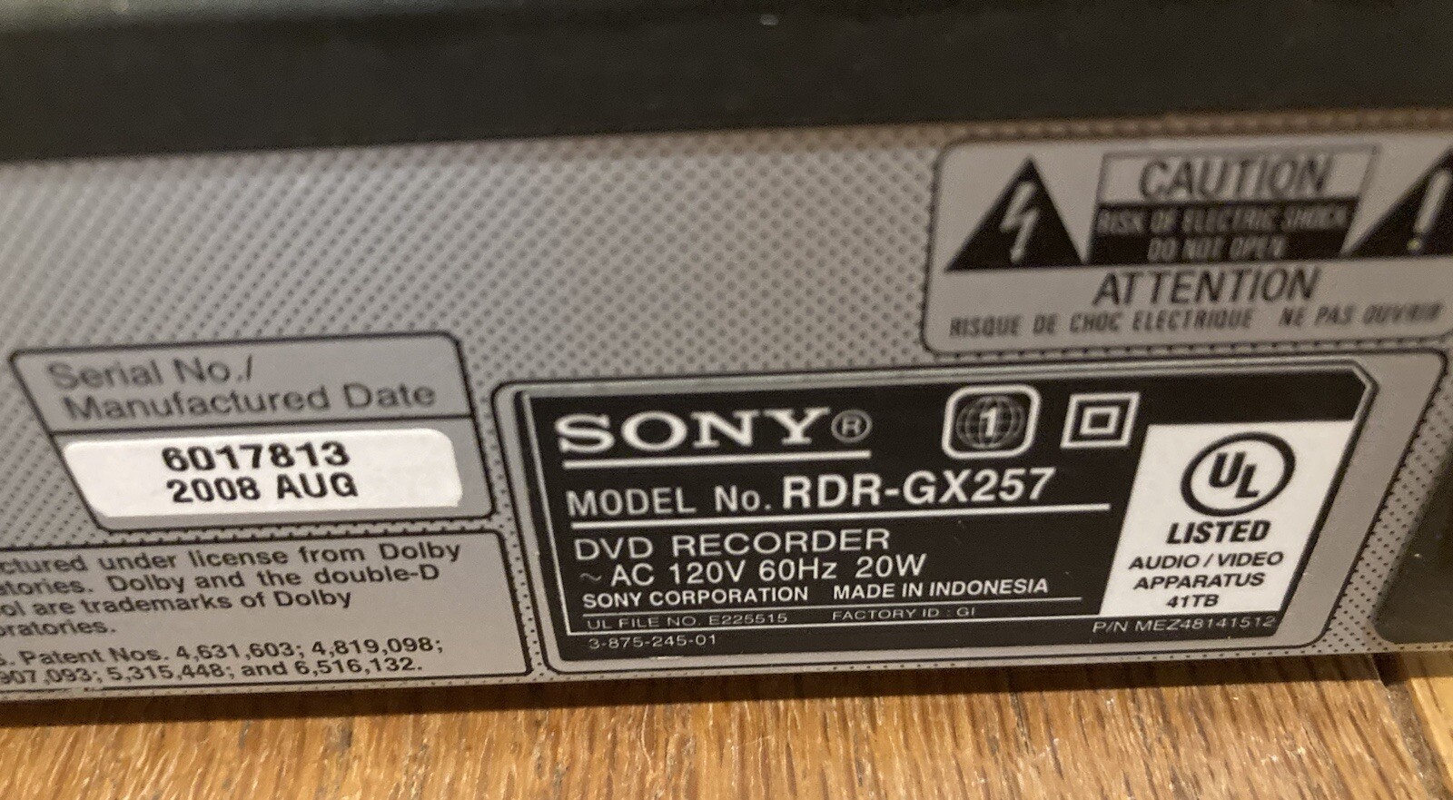 Sony RDRGX257 DVD Recorder Player 1080p HDMI Record TV To DVD No Remote eBay