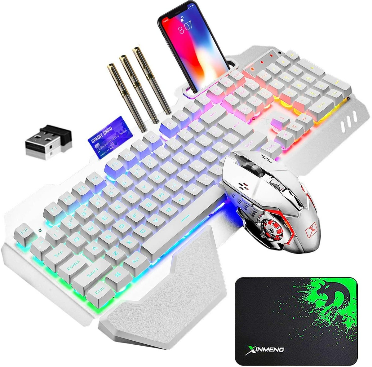 Wireless Gaming Keyboard and Mouse Combo Set With Mouse Pad