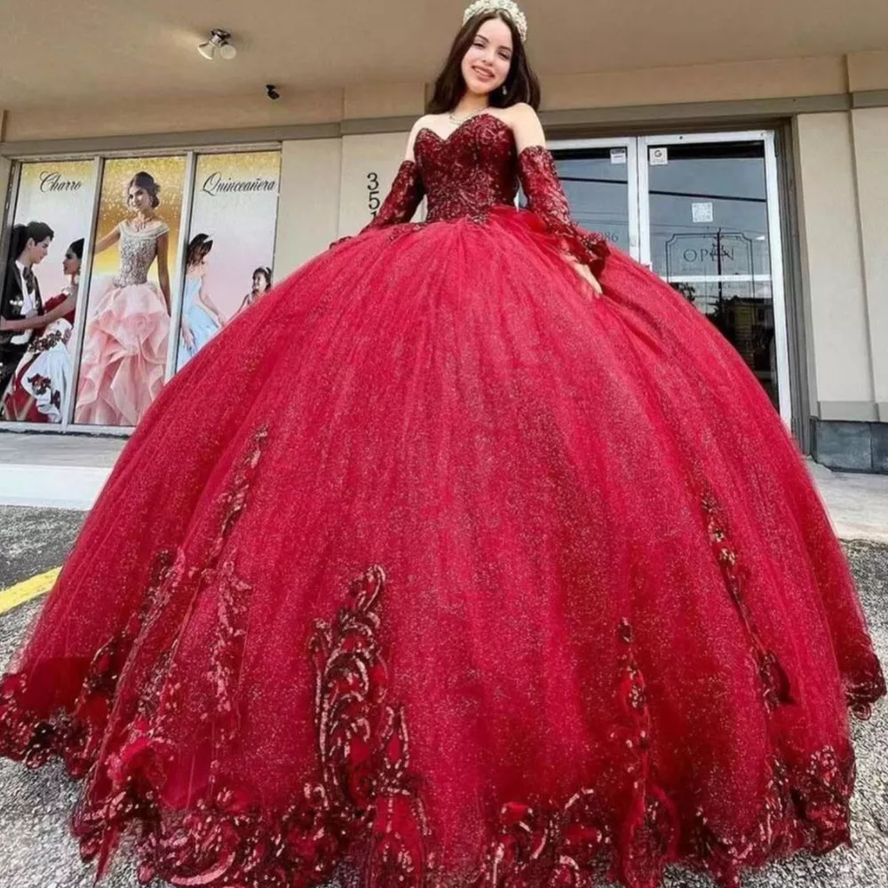 Pink Glitter Quinceanera Dresses Sweet 16 15 Off the Shoulder Pageant Ball  Gowns | eBay