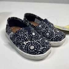 Toms Classic Navy Shibori Dots Slip On Shoes Girls Toddler Size 5 New in Box
