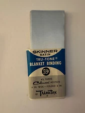 TrimTex Skinner Vintage light blue satin blanket binding 2" folded x 2 yards 20"