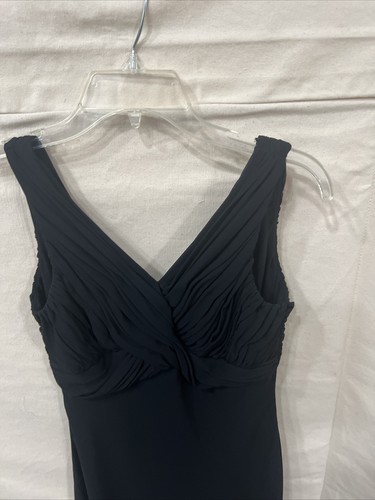 Adrianna Papell Womens Black Sleeveless V-Neck Back Zip Dress Cocktail Evening 6 - Picture 2 of 9