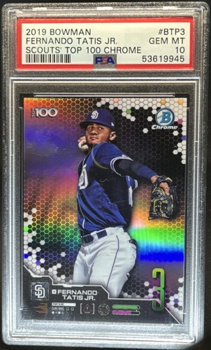 2019 Bowman Fernando Tatis Jr. Scouts' Top 100 Chrome RC #BTP-3 Padres PSA 10