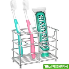 Stainless Steel Toothbrush Holder W/ 4 Slots Toothbrush  Toothpaste Storage New