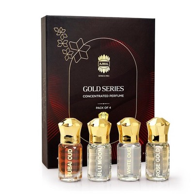GOLD-PACK Non-Alcoholic Attar Giftpack | Unisex | Ajmal (4x 5ml) DHL Express  